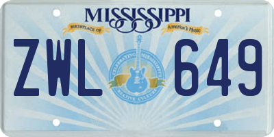 MS license plate ZWL649