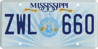 MS license plate ZWL660