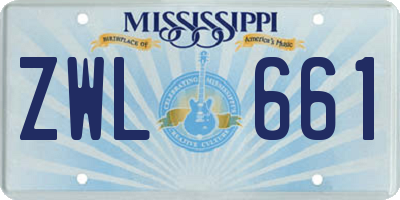 MS license plate ZWL661