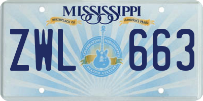 MS license plate ZWL663