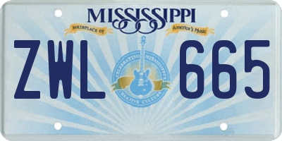 MS license plate ZWL665
