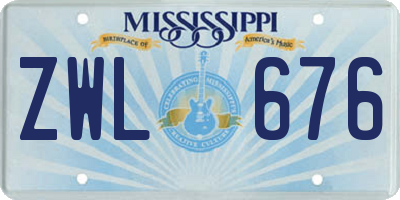 MS license plate ZWL676