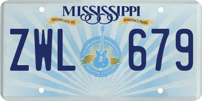 MS license plate ZWL679