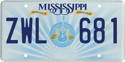 MS license plate ZWL681