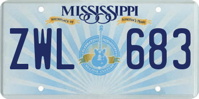 MS license plate ZWL683
