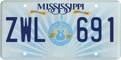 MS license plate ZWL691