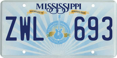MS license plate ZWL693