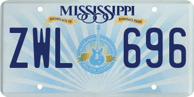 MS license plate ZWL696