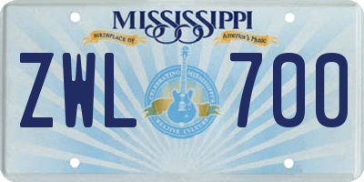 MS license plate ZWL700