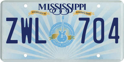 MS license plate ZWL704