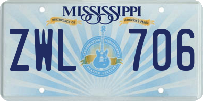 MS license plate ZWL706
