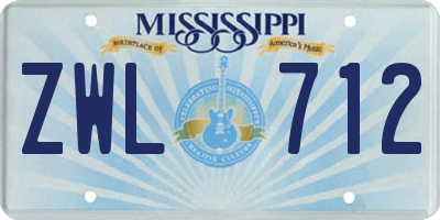 MS license plate ZWL712