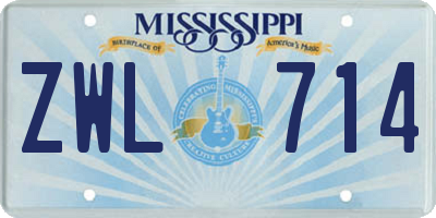 MS license plate ZWL714