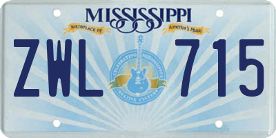 MS license plate ZWL715