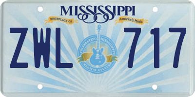 MS license plate ZWL717