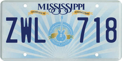 MS license plate ZWL718
