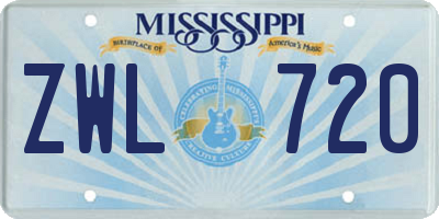MS license plate ZWL720