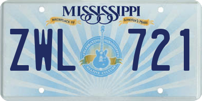 MS license plate ZWL721