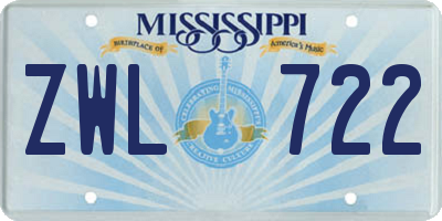 MS license plate ZWL722