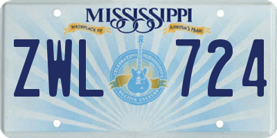 MS license plate ZWL724