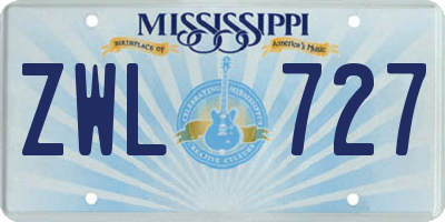 MS license plate ZWL727