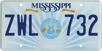 MS license plate ZWL732