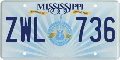 MS license plate ZWL736