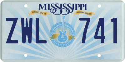 MS license plate ZWL741