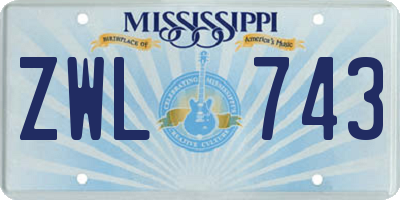 MS license plate ZWL743