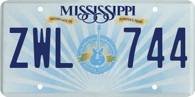 MS license plate ZWL744