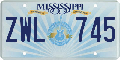 MS license plate ZWL745