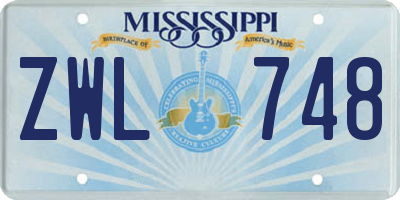 MS license plate ZWL748
