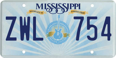 MS license plate ZWL754