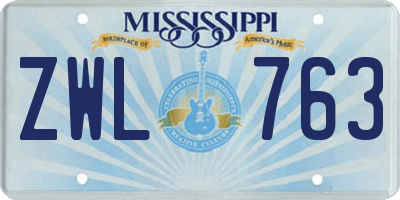 MS license plate ZWL763