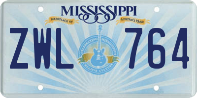 MS license plate ZWL764