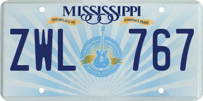 MS license plate ZWL767