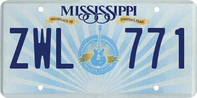 MS license plate ZWL771