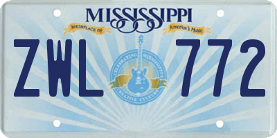 MS license plate ZWL772
