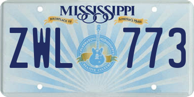 MS license plate ZWL773