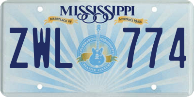 MS license plate ZWL774