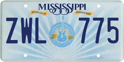 MS license plate ZWL775