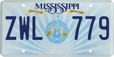 MS license plate ZWL779