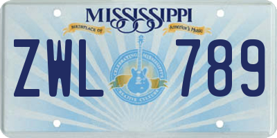 MS license plate ZWL789