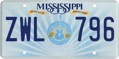 MS license plate ZWL796