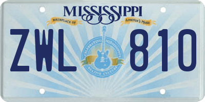 MS license plate ZWL810