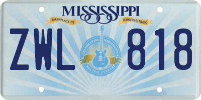 MS license plate ZWL818