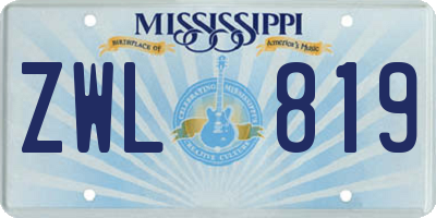 MS license plate ZWL819