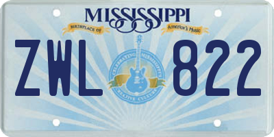 MS license plate ZWL822