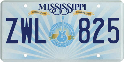 MS license plate ZWL825