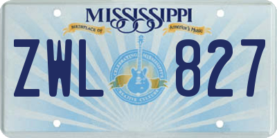 MS license plate ZWL827